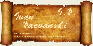 Ivan Mačvanski vizit kartica